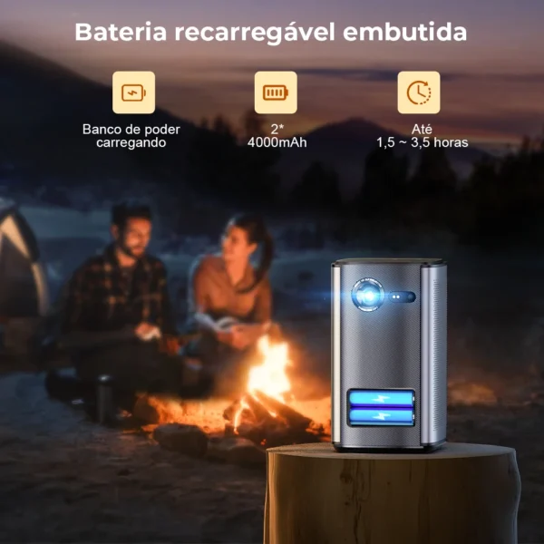 Projetor BYINTEK P70 Mini DLP 3D - Foco inteligente automático - Sistema Android 9.0 com Bateria - Image 2