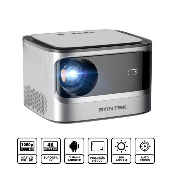 Projetor BYINTEK X25 Full HD - 900 Ansi Foco Automático -  WiFi Smart Android 9.0