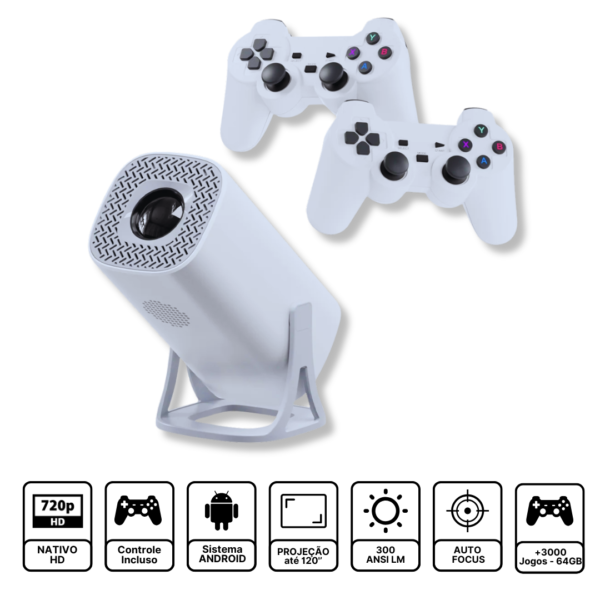 Projetor Gamer S40MAX - Android 11 64GB com 3000 Jogos + Controles Wireless Gaming - Dual WIFI 1280*720P